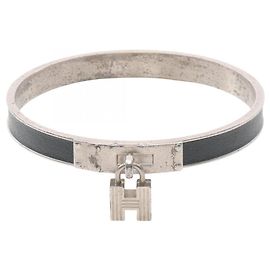 Pulseira Kelly Hermès de couro verde e aço Prata Verde