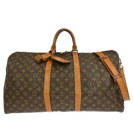 Sac Keepall Bandoulière Louis Vuitton Monogram Canvas 55 Marron