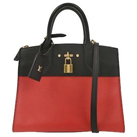 Borsa City Steamer in pelle PM Louis Vuitton Rosso