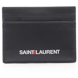 Yves Saint Laurent Black Leather Card Case Black