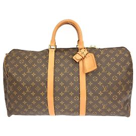 Sac Keepall Bandoulière Louis Vuitton en toile Monogram 55 Marron