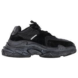 Tênis Balenciaga Triple S em poliamida preta e camurça Preto
