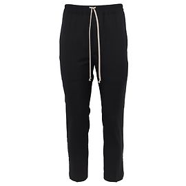 Rick Owens Drawstring Track Pants in Black Wool Black