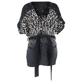 Stella Mc Cartney Strickjacke mit Gürtel von Stella Mccartney aus schwarzer und grauer Wolle Schwarz