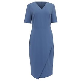 Abito midi shift asimmetrico con scollo a V Boss di Hugo Boss in poliamide blu Blu