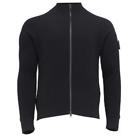 Stone Island Zip-Up Cardigan aus schwarzer Wolle Schwarz