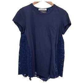 Top de Design em Renda de Crochê Sacai Luck Azul Azul marinho