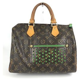 Louis Vuitton Monogram Perforierte Speedy 30 Tasche Braun Grün Monogramm