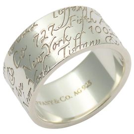 Tiffany & Co. Notes New York Silver Band Ring Silvery