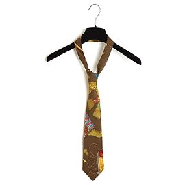 Corbata Twilly Hermès 1989 Tambours Seda Twill Marrón Claro Nudo Hermes Multicolor