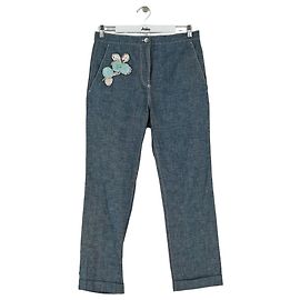 Dior Calça reta de algodão azul Azul