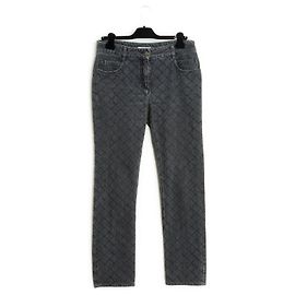 Chanel 2012 Schwarze Stepp-Jeans FR40 Paris Bombay UK12 US29 Grau