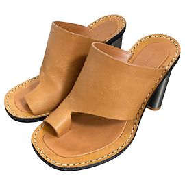 Céline Celine Metal Heel Thong Sandals Brown Camel