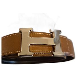 Hermès Reversible Belt – Smooth Leather & Grained Leather – Silver H Buckle Black Camel