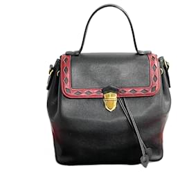 Yves Saint Laurent Lederhandtasche Schwarz Rot