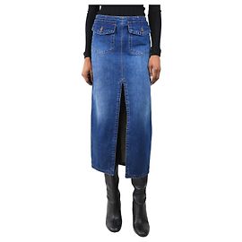 Chloé Blue denim open-front midi skirt - size UK 8 Blue