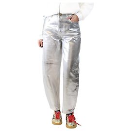 Ganni Silberne metallische Hose - Größe UK 10 Silber