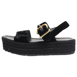 Prada Schwarze Samt-Plateausandalen - Größe EU 37,5 Schwarz