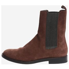 Brunello Cucinelli Brown suede chelsea boots - size EU 37 (UK 4) Brown