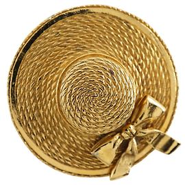 Chanel Brosche in Form eines vergoldeten Strohhuts Golden