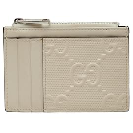 Gucci-Gucci GG Embossed White Leather Passport Cover-White