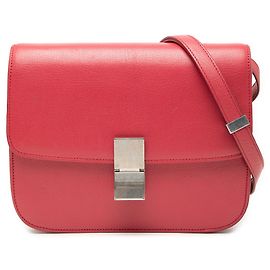 Céline Celine Rouge Moyen Cuir de Veau Boîte Classique Rouge