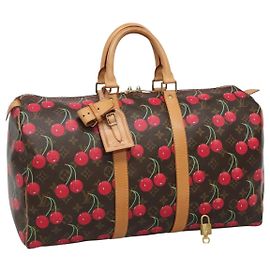 Borsa Keepall Louis Vuitton Edizione Limitata Monogram Cerises 45 Marrone
