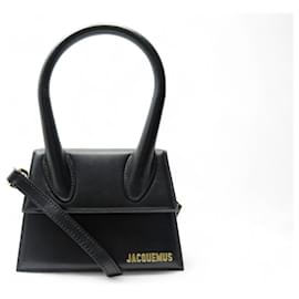 Jacquemus-NEW JACQUEMUS LE CHIQUITO MEDIUM BLACK LEATHER HAND BAG-Black