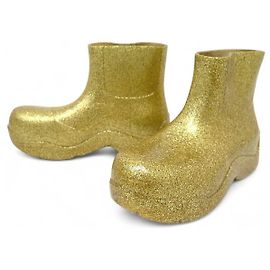 NOVAS BOTAS BOTTEGA VENETA PUDDLE 640045 40 EM BORRACHA DOURADA Dourado