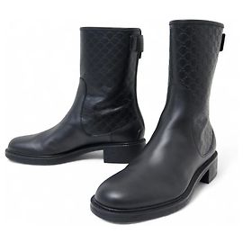 NEUF BOTTINES GUCCI MAUD 494517 37.5 IT 38.5 FR CUIR MICROGUCCISSIMA BOOTS Noir
