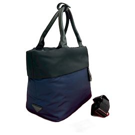 Bolsa 2 em 1 de nylon e couro Prada Preto