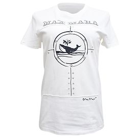 Camiseta de algodão branco estampada com baleia Max Mara Oblo Branco Cru
