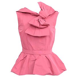 Blusa peplum de algodón rosa con detalle de lazo Louis Vuitton Castaño Rosa