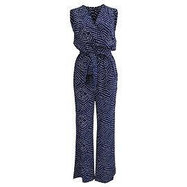 Macacão Eva com bolinhas e cinto em seda azul marinho de Diane Von Furstenberg Azul Azul claro