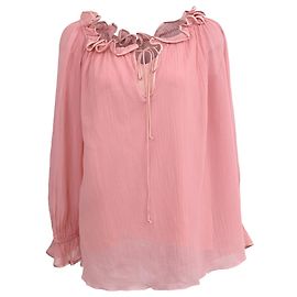 Blusa com babados em seda rosa da Marc Jacobs Marrom Rosa
