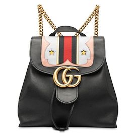 Gucci GG Marmont Leder-Rucksack mit Schafslederfutter Schwarz