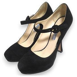 Décolleté Mary Jane in suede Prada Nero
