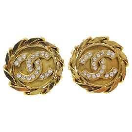 Brincos de pressão Chanel CC em metal com pérola artificial Dourado