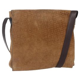 Céline Sac à épaule Celine C Macadam en daim Beige