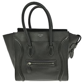 Céline Bolsa Luggage Celine em couro liso micro Preto