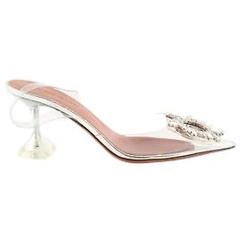 Amina Muaddi Begum grey heels Grey