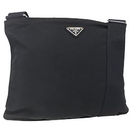 Prada Flat Messenger Bag Tessuto Medium Black
