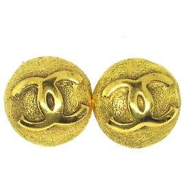 Chanel Vintage CC Round Clip-On Metal Small D'oro