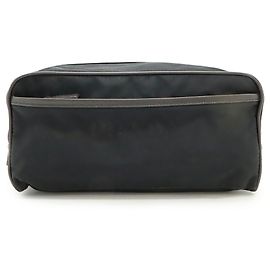 Prada Jacquard Triangle Clutch Bag Black Dark brown