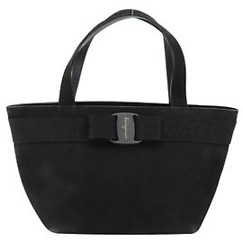 Salvatore Ferragamo Vala Handbag Suede Black