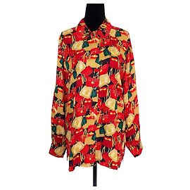 Givenchy rote Seidenhemd mit Handtaschenmuster Rot Mehrfarben