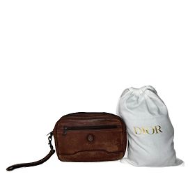 Clutch de couro vintage Dior marrom Marrom