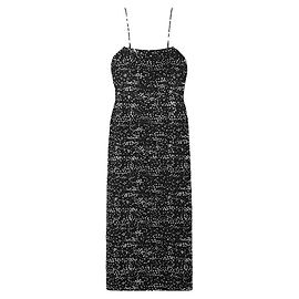 Tibi Scintilla Jersey Slip Kleid Schwarz Silber