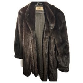 Autre Marque Casaco de couro e pele preto corte slim Preto