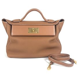 Sac à main en cuir Togo Hermès Doré
